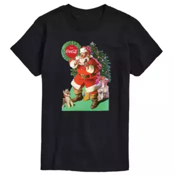 Мужская футболка Coca-Cola Vintage с Сантой и собакой Licensed Character, черный