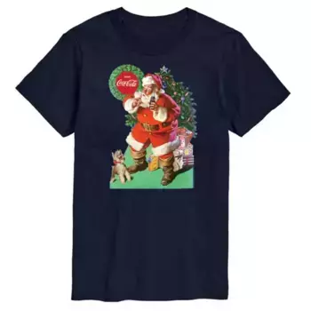 Мужская футболка Coca-Cola Vintage с Сантой и собакой Licensed Character, синий