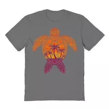Мужская футболка COLAB89 с графическим рисунком Tropical Sunset Sea Turtle COLAB89 by Threadless, цвет Charcoal