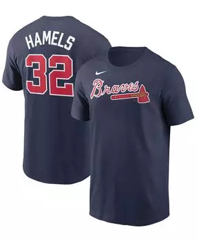 Мужская футболка cole hamels navy atlanta braves name number Nike, синий