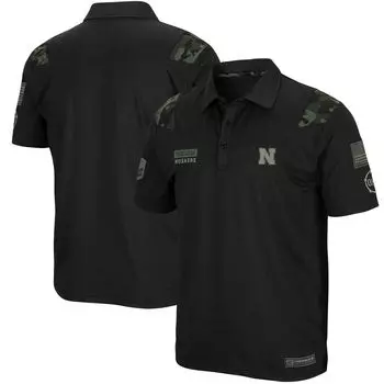 Мужская футболка Colosseum Black Nebraska Huskers OHT Military Appreciation Sierra Polo