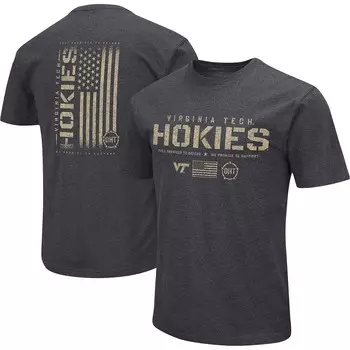 Мужская футболка Colosseum Heather Black Virginia Tech Hokies Big & Tall OHT Military Appreciation Playbook, цвет Vat Charco