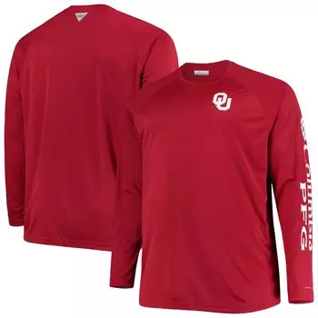 Мужская футболка Columbia Crimson Oklahomaooners Big & Tall Terminal Tackle Raglan Omni-Shade с длинным рукавом