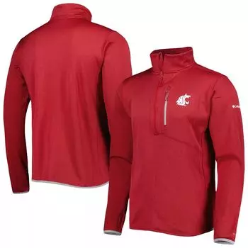 Мужская футболка Columbia Crimson Washington State Cougars Park View с застежкой-молнией до половины длины