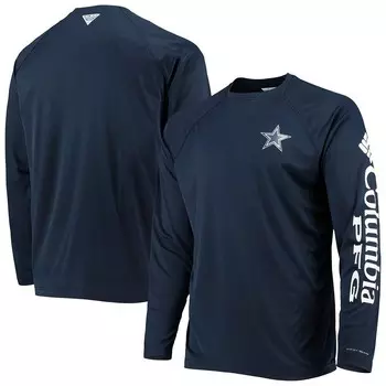 Мужская футболка Columbia Navy Dallas Cowboys Terminal Tackle Omni-Shade Raglan с длинным рукавом, цвет Cow Navy