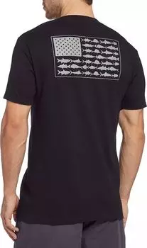 Мужская футболка Columbia PFG Americana с флагом морской рыбы, черный