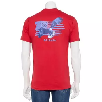 Мужская футболка Columbia с коротким рукавом и графическим рисунком сзади, красный