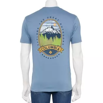 Мужская футболка Columbia с коротким рукавом и графическим рисунком сзади, цвет Dusty Blue