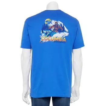 Мужская футболка Columbia с коротким рукавом и графическим рисунком сзади, цвет Vivid Blue