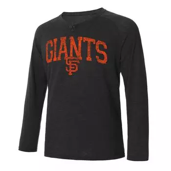 Мужская футболка Concepts Sport черная с длинным рукавом San Francisco Giants Inertia Raglan Henley