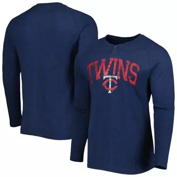 Мужская футболка Concepts Sport Heather Navy Minnesota Twins Inertia Raglan с длинными рукавами и надписью Henley