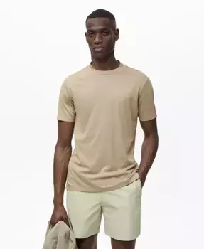Мужская футболка COOLMAX Slim-Fit MANGO, коричневый/бежевый