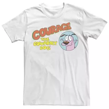 Мужская футболка Courage The Cowardly Dog с черным портретом и логотипом Licensed Character, белый
