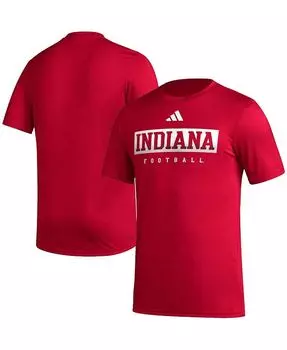 Мужская футболка Crimson Indiana Hoosiers Football Practice AEROREADY Pregame adidas, красный