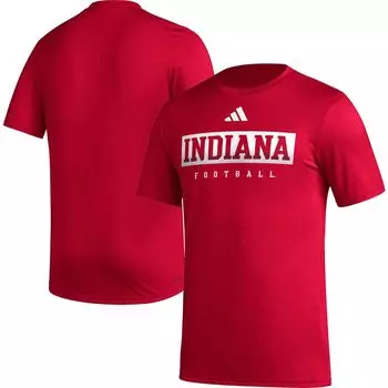 Мужская футболка Crimson Indiana Hoosiers Football Practice AEROREADY Pregame adidas