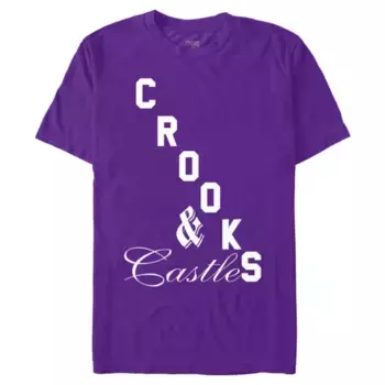 Мужская футболка Crooks and Castle с графическим логотипом в смешанном шрифте Licensed Character, фиолетовый