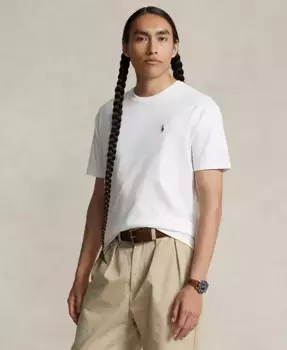 Мужская футболка Custom Slim Fit из мягкого хлопка Polo Ralph Lauren, белый