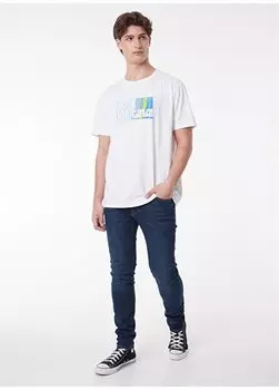 Мужская футболка цвета экрю с круглым вырезом LL07FENQ_Футболка с круглым вырезом Lee, экрю