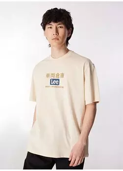 Мужская футболка цвета экрю с круглым вырезом L241182104 Футболка свободного кроя Lee, экрю