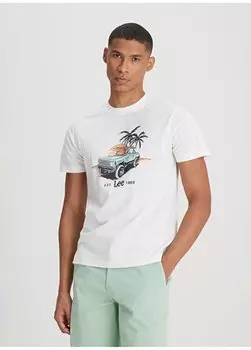 Мужская футболка цвета экрю с круглым вырезом LL96CKNQ Футболка с круглым вырезом Lee, экрю