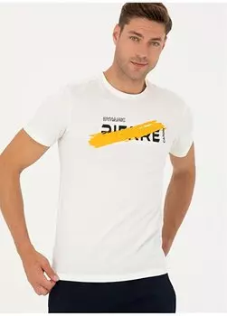 Мужская футболка цвета экрю с круглым вырезом с принтом ГРУЗИЯ Pierre Cardin, экрю