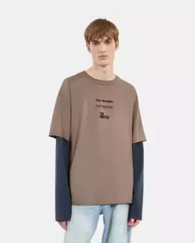 Мужская футболка цвета хаки с длинным рукавом The Kooples, темно-зеленый