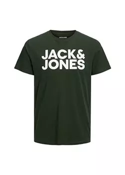 Мужская футболка цвета хаки с круглым вырезом JJECORP LOGO TEE SS O-NECK NOOS Jack & Jones, хаки