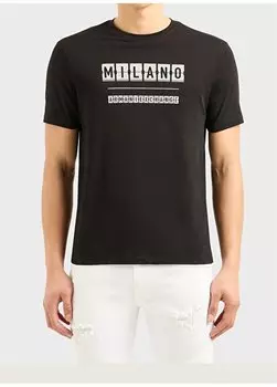 Мужская футболка цвета хаки с круглым вырезом с принтом 3DZTJE ZJH4Z 1839 Armani Exchange, хаки