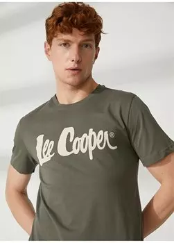 Мужская футболка цвета хаки с круглым вырезом 232 LCM 242032 LONDONLOGO ХАКИ Lee Cooper, хаки