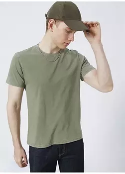 Мужская футболка цвета хаки с круглым вырезом и стандартным узором Aeropostale