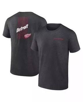 Мужская футболка цвета Heather Charcoal Detroit Red Wings Backbone Fanatics, черный