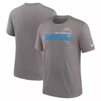 Мужская футболка цвета Heather Charcoal Los Angeles Chargers Team Tri-Blend Nike