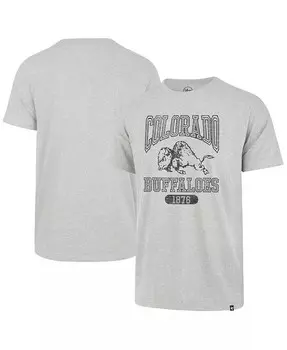 Мужская футболка цвета Хизер Серый с эффектом потертости Colorado Buffaloes 1876 Line Press Franklin '47 Brand, серый