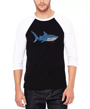 Мужская футболка Daddy Shark Raglan Baseball Word Art LA Pop Art, черный