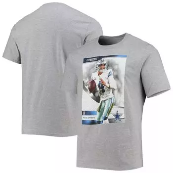Мужская футболка Dak Prescott Heathered Grey Dallas Cowboys с именем и номером