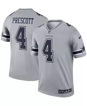 Мужская футболка Dak Prescott Silver Dallas Cowboys Inverted Legend Nike