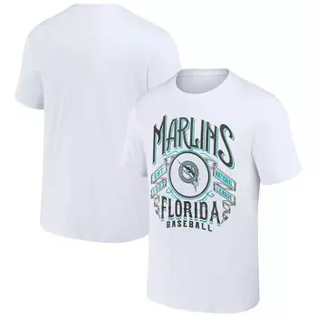 Мужская футболка Darius Rucker Collection by Fanatics White Florida Marlins Cooperstown Collection, футболка с эффектом потертости в стиле рок