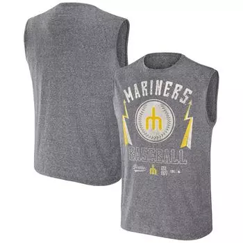 Мужская футболка Darius Rucker Collection от Fanatics Charcoal Seattle Mariners Muscle Tank Top