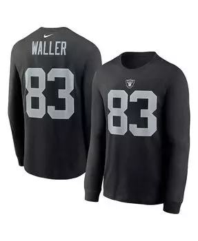 Мужская футболка Даррена Уоллера Black Las Vegas Raiders Имя игрока и усилитель; Футболка с длинным рукавом и номером Nike, черный
