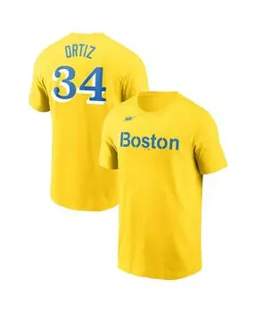 Мужская футболка david ortiz gold boston red sox с именем и номером Nike