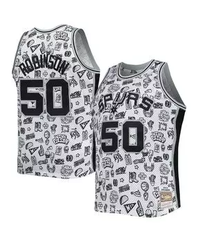 Мужская футболка david robinson white san antonio spurs 1998-99 hardwood classics doodle swingman player джерси Mitchell &amp; Ness, белый