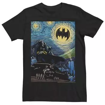 Мужская футболка DC Comics Batman The Dark Knight Starry Night Style с графическим плакатом Licensed Character