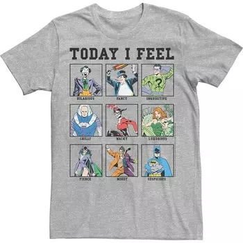 Мужская футболка DC Comics Batman Villains Today I Feel Emotional Box Up Licensed Character, цвет Athletic Heather