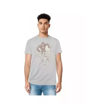 Мужская футболка DC Comics Lightning Fast с коротким рукавом для взрослых Flash, серебряный