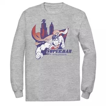 Мужская футболка DC Comics Superman Daily Planet Skyline с летающим плакатом и длинными рукавами с графикой Licensed Character