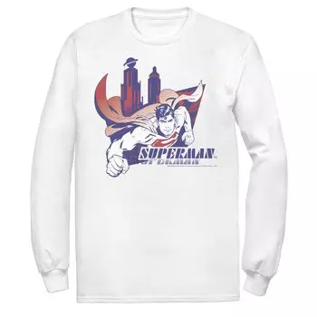 Мужская футболка DC Comics Superman Daily Planet Skyline с летающим плакатом и длинными рукавами с графикой Licensed Character
