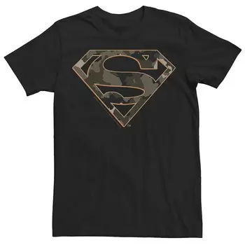 Мужская футболка DC Comics Superman с оранжевой каймой и камуфляжным логотипом Licensed Character, черный