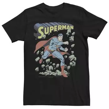 Мужская футболка DC Comics Superman With Rocks с винтажным плакатом и графикой Licensed Character