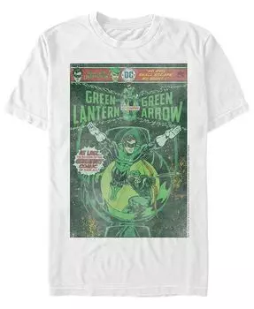 Мужская футболка DC Green Lantern Starring Green Arrow Comic Cover с короткими рукавами Fifth Sun, белый