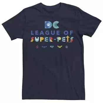 Мужская футболка DC Super Pets Superheroes с логотипом и принтом лап Licensed Character, темно-синий